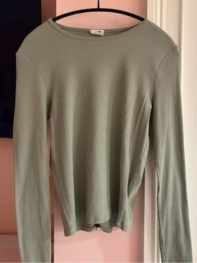 Cotton On Sage Green Ribbed Long Sleeve Top L